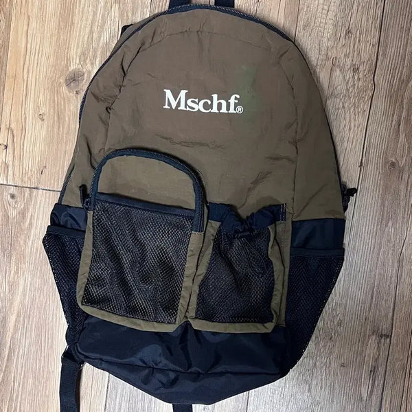 [BUNJANG] Mischief Multi-Pocket Nylon Backpack Brown / 미스치프 멀티포켓 나일론 백팩 브라운