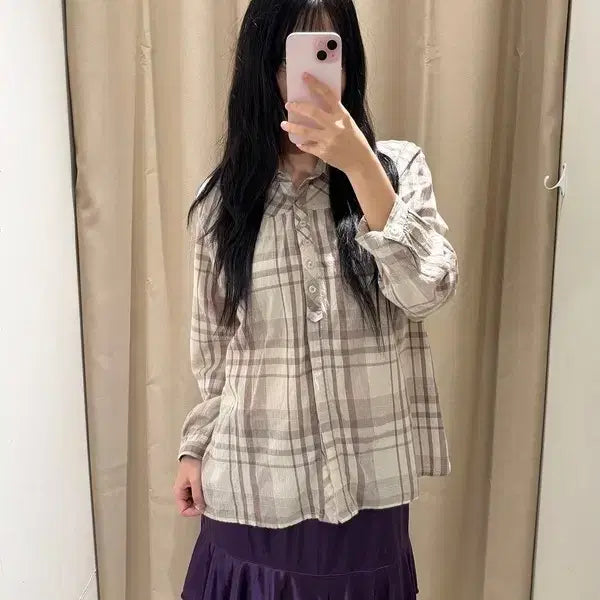 [BUNJANG] JPN JELFA Plaid Blouse / JPN JELFA 체크 블라우스 J1147