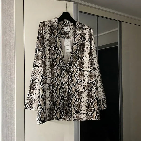 [BUNJANG] Cami 100% Silk Snake Pattern Blazer / (새상품) cami 뉴욕 실크 100% 스네이크 패턴 블레이저 이그조틱 애니멀 자켓