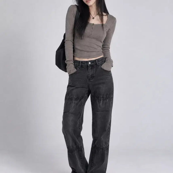 [BUNJANG] Washing Black Denim Pants / 워싱 블랙 팬츠