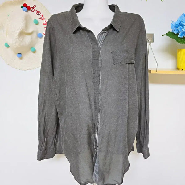 [BUNJANG] Bicky Lightweight Rayon Shirt Charcoal / 비키 가벼운 레이온셔츠 77 88 차콜