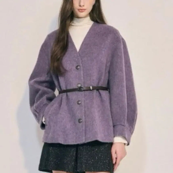 [BUNJANG] OBZEE Belted Coat Purple / 한섬 obzee 벨티드 코트 퍼플