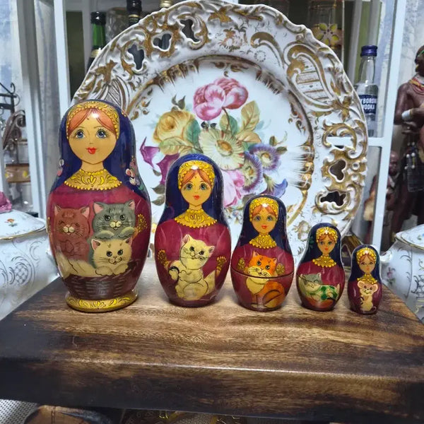 [BUNJANG] Russian Matryoshka 5-Piece Cat Set / 러시아 마트료시카 5개 세트