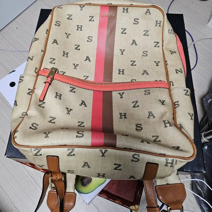 [BUNJANG] Hazzys Brown Logo Backpack / 헤지스 브라운 로고 백팩 상태매우좋음