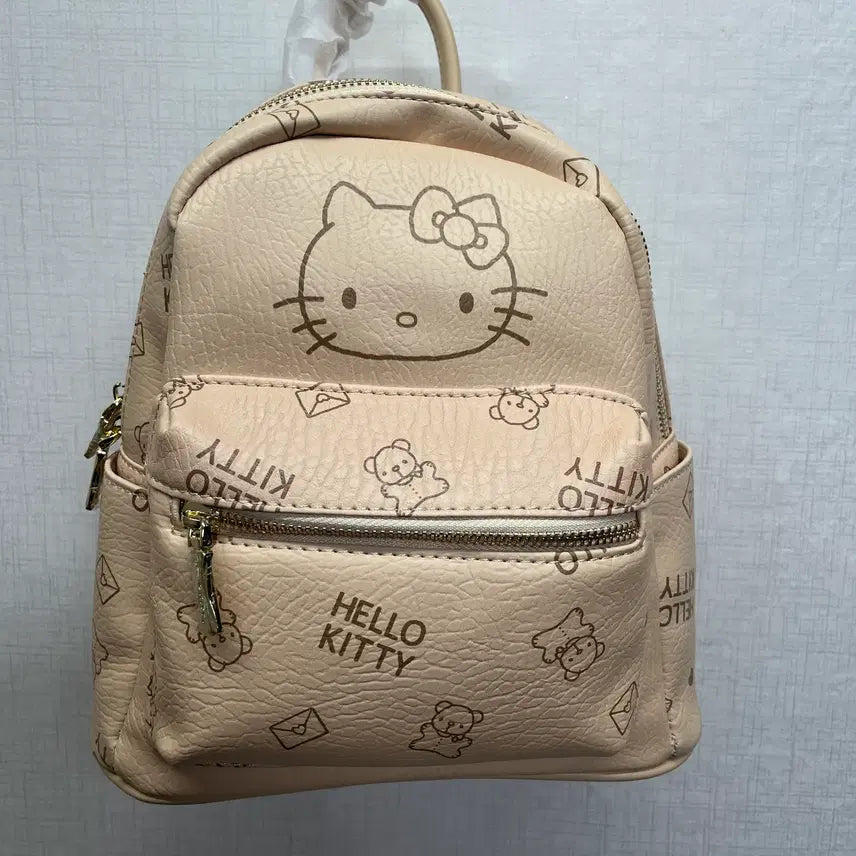 [BUNJANG] Sanrio Hello Kitty Mini Backpack Beige Synthetic Leather / 정품 산리오 헬로키티 미니 백팩 여성용 가방 베이지색 합성피혁