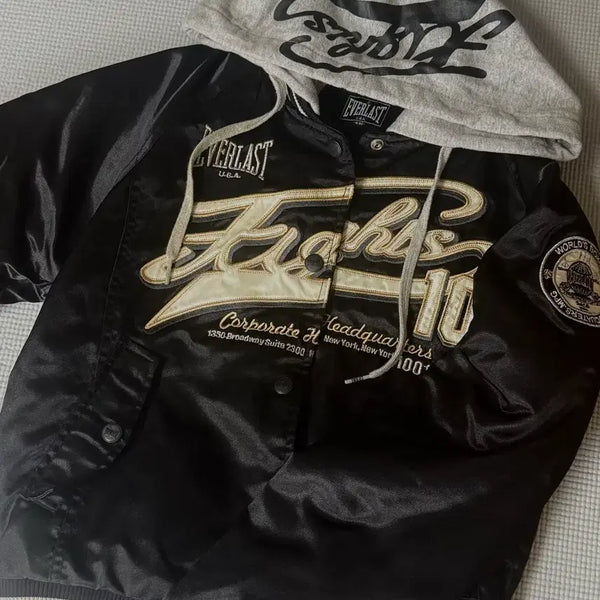 [BUNJANG] MLBst X EVERLAST Hooded Varsity Jacket / 핀터깔 MLBst EVERLAST 후드 바시티자켓