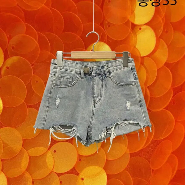 [BUNJANG] Big Button Distressed Damage Cutoff Shorts / 빅버튼 디스트로이드 데미지 커팅 숏팬츠