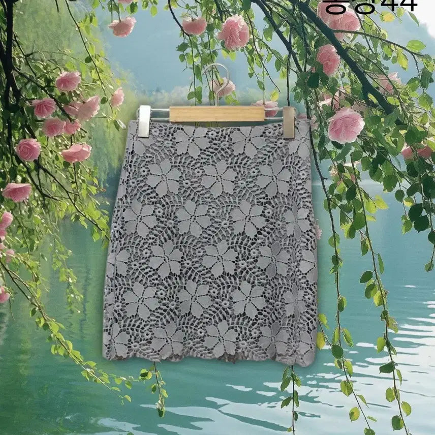 [BUNJANG] Gray Lining Lace Skirt / 그레이 안감 레이스 스커트 새상품