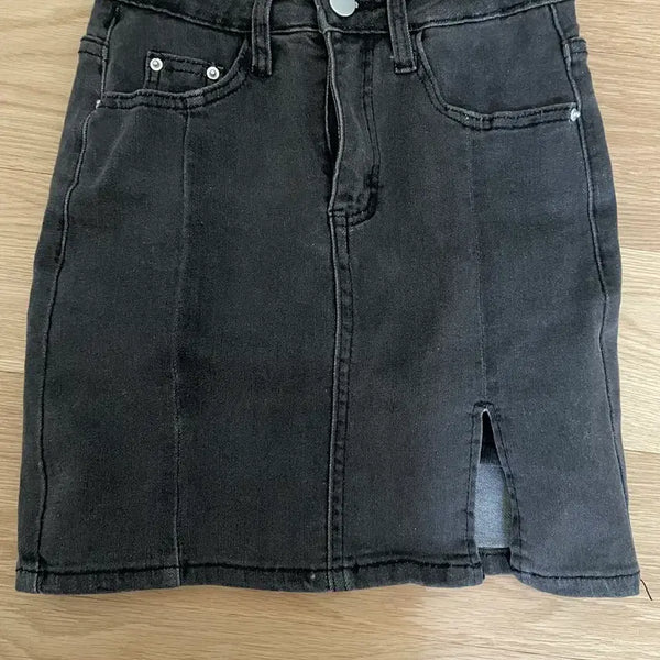 [BUNJANG] Denim Skirt Pants Black / 청치마바지