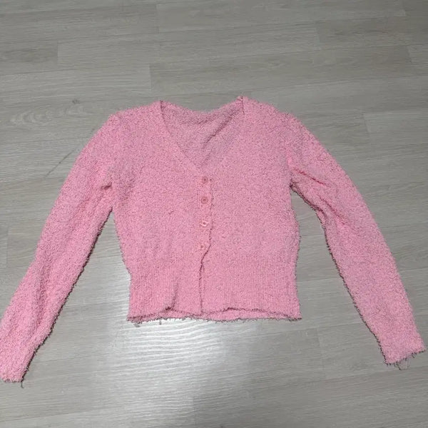 [BUNJANG] Pink Knit Cardigan / 사랑스런 핑크 니트가디건