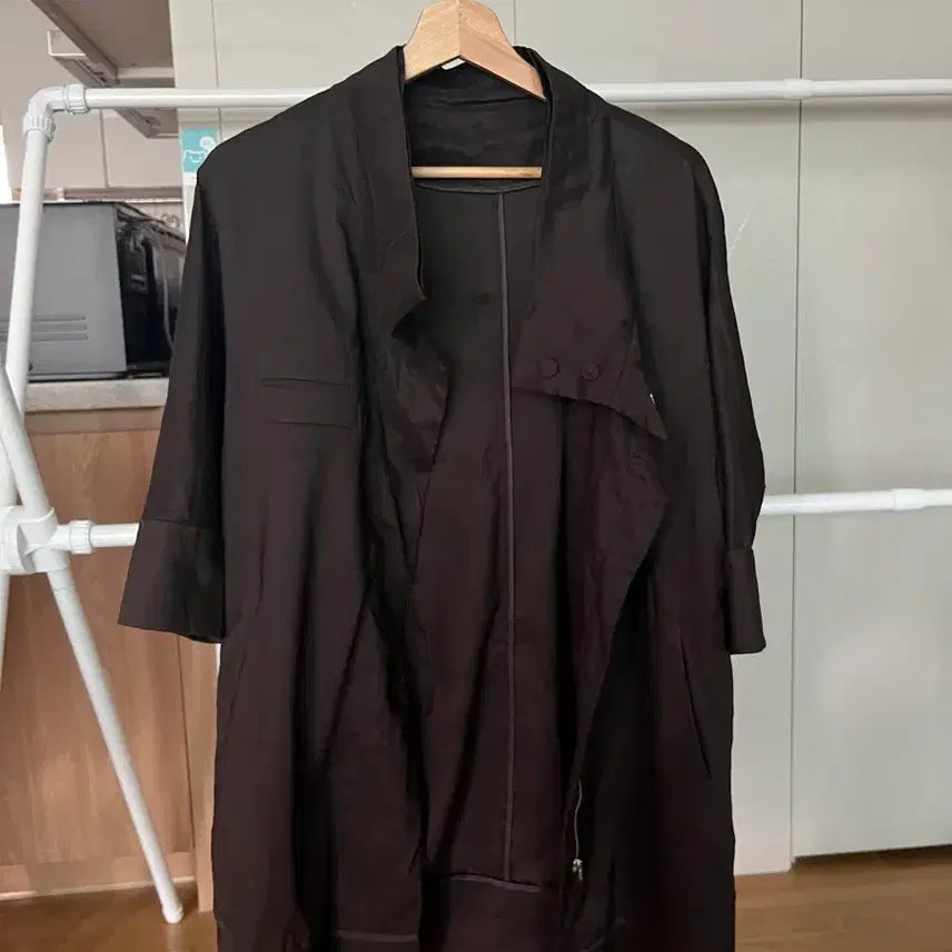 [BUNJANG] Women's Linen Blend Jacket Loose Fit Choco Brown / 여성 루즈핏 린넨 자켓 F(55-66)