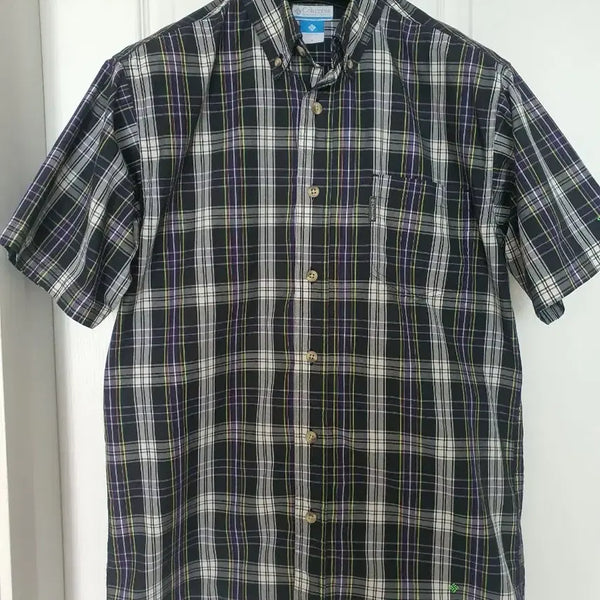 [BUNJANG] Columbia Men's Check Short Sleeve Shirt Size M / 컬럼비아 체크 반팔 셔츠 95