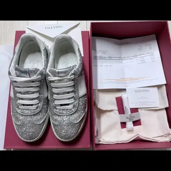 [BUNJANG] Valentino Glitter Sneakers Silver 235 / 정품발렌티노 스니커즈 실버 235