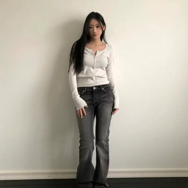 [BUNJANG] YUE Project Washing Bootcut Denim [Black] L / YUE project 워싱 부츠컷 데님[BLACK] L