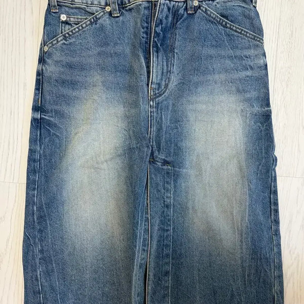 [BUNJANG] Settee Midi Skirt Crinkled Washed Blue S / 세터 미디 스터크 s