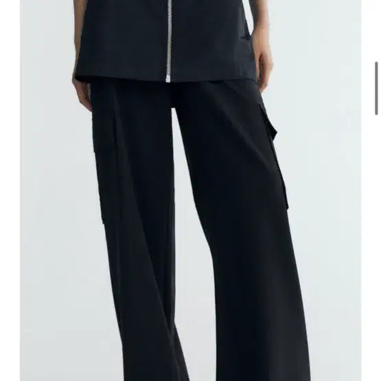 [BUNJANG] Zara Black Nylon Layered Skirt Cargo Pants / 9만원대, 택채 새상품) 자라 블랙 슬랙스 나일론 스커트 카고 팬츠 바지