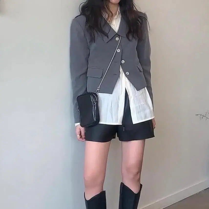 [BUNJANG] Leve Grey Crop Jacket / 르에브 그레이 크롭자켓
