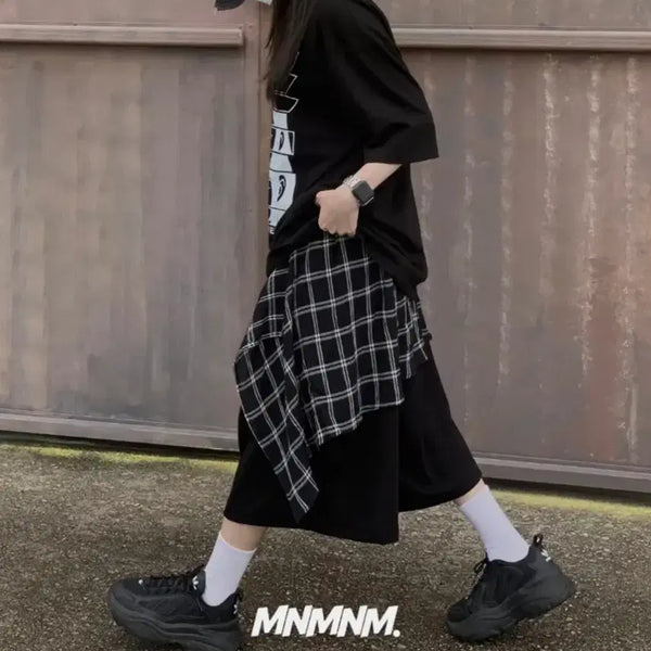 [BUNJANG] Checkered Layered Bermuda Shorts / 체크 레이어드 버뮤다 팬츠