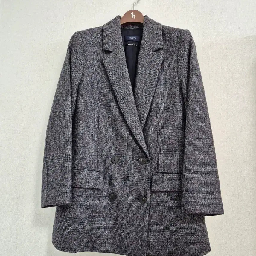 [BUNJANG] HAZZENEW Women's Double Button Check Jacket / 해지스 여성  더블 버튼 체크 자켓