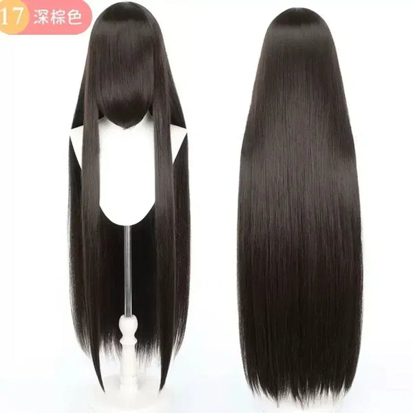 [BUNJANG] 100cm High-Temperature Fiber Wig - Dark Brown / 고열사 100cm 고동색 갈색 가발 패션가발 코스프레 미용
