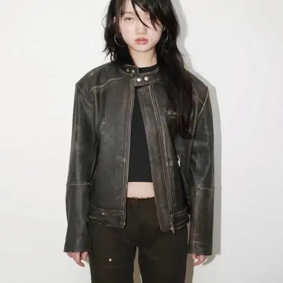 [BUNJANG] DARE D Lambskin Leather Rider Jacket Brown / 데어드 램스킨 레더자켓 가죽 라이더 자켓 브라운