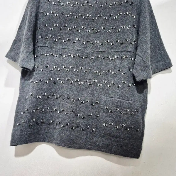 [BUNJANG] SJSJ Sequin Embellished Knit Top Grey / 한섬  SJSJ  스팽글 장식 니트 그레이