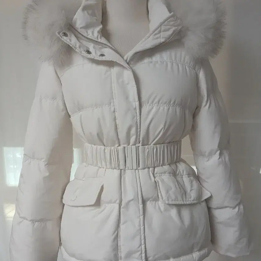 [BUNJANG] Nice Claup Belted Slim Duck Down Padding Ivory / 나이스클랍 벨티드 슬림 덕다운 아이보리