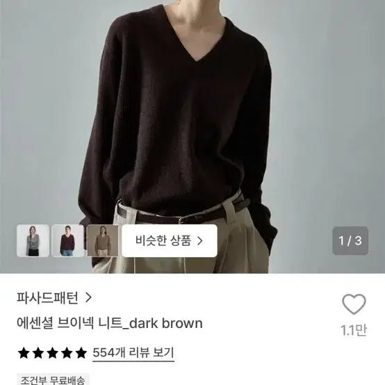 [BUNJANG] Facade Pattern Essential V-Neck Knit Dark Brown S / 파사드패턴 에센셜 브이넥 니트 다크브라운 s