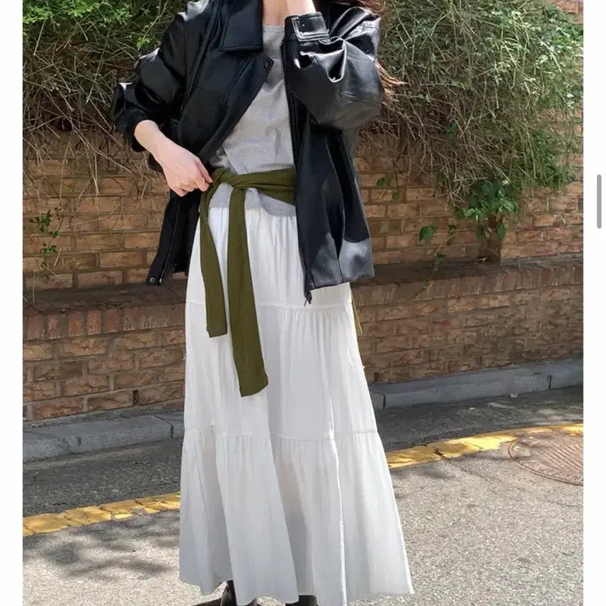 [BUNJANG] White Tiered Maxi Skirt / 화이트 캉캉 롱스커트