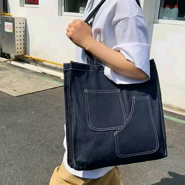 [BUNJANG] Retro Denim Shoulder Bag / 데님 숄더백 토트백 가방