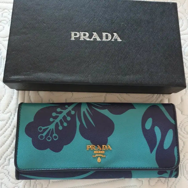[BUNJANG] Prada Flower Pattern Long Wallet / 프라다 플라워 패턴 장지갑