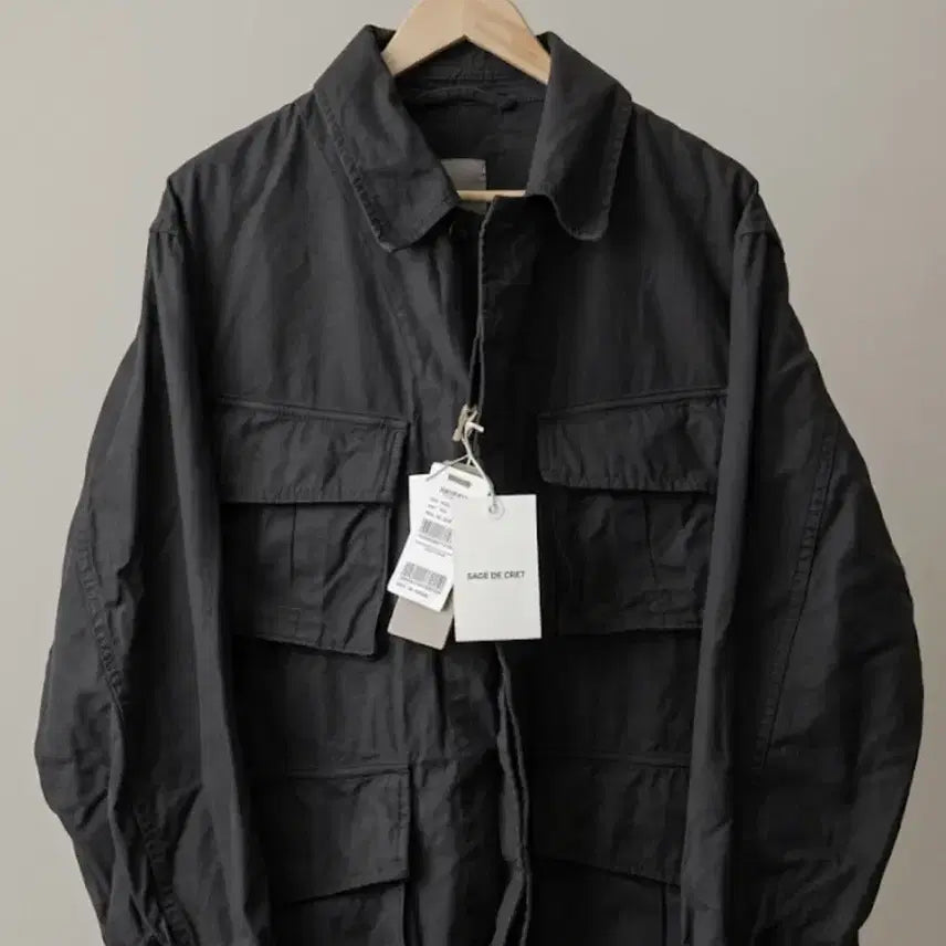 [BUNJANG] Sage de Cret Black Cotton Twill Fatigue Jacket / SAGE DE CRET 사쥬드크레 백사틴 퍼티그 자켓 블랙 100
