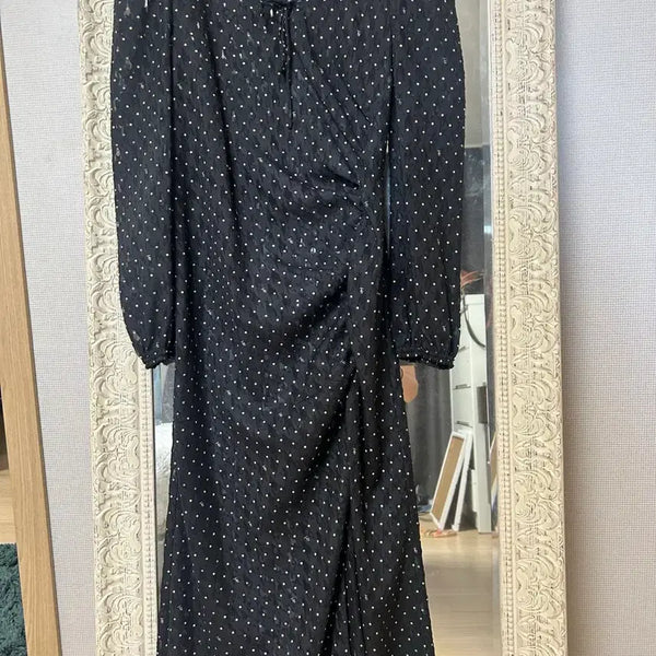 [BUNJANG] Time Garde Dot Pattern Long Dress / 한섬 타임 자가드 도트 패턴 롱 원피스