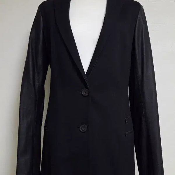 [BUNJANG] Theory Black Leather Panel Jacket (Size 44-55) / 띠어리 블랙 가죽 배색 자켓 44~55초