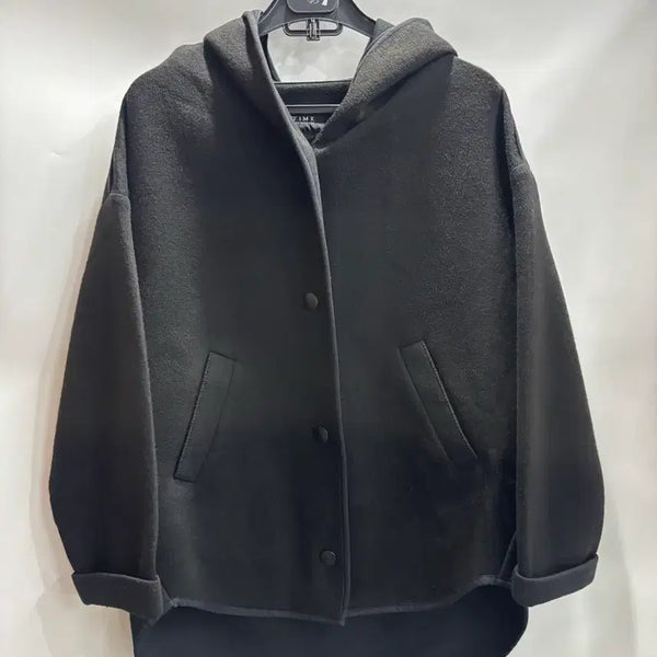 [BUNJANG] TIME Angora Blend Embroidered Hooded Outer Jacket / [FREE (여성 66~80 / 오버핏)] 타임(TIME) 앙고라 혼방 후드 자수 아우터 자켓  7.5   - 브랜드: TIME (한섬 정품) - 표기 사이즈: FREE (82-9