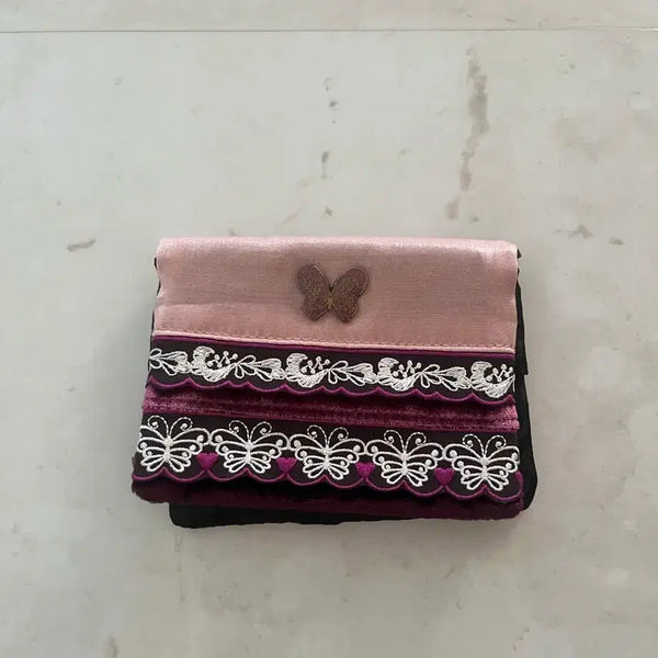 [BUNJANG] Anna Sui Pink Butterfly Embroidery Wallet / 안나수이 핑크색 나비 자수 지갑