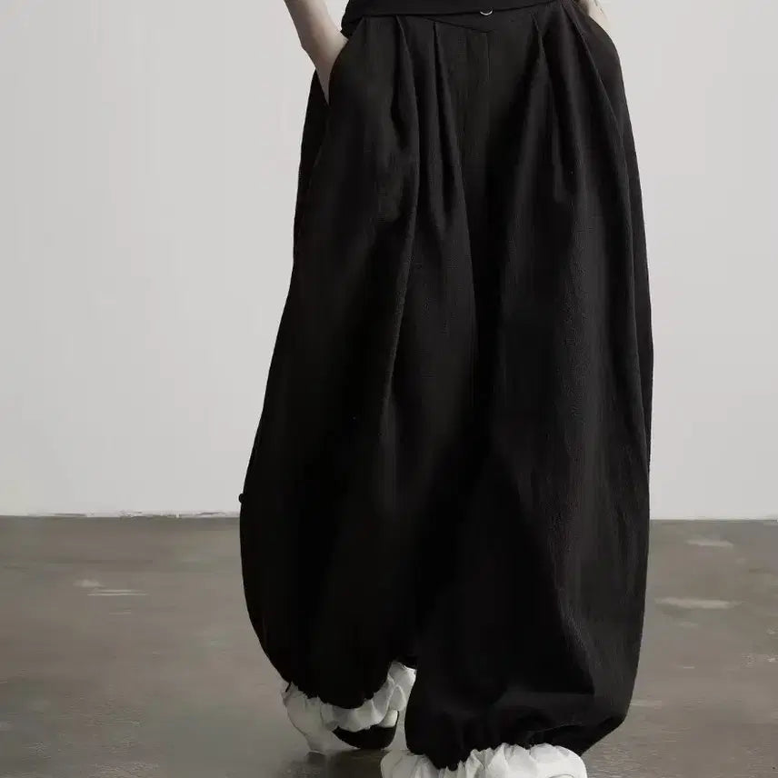 [BUNJANG] Black Balloon Fit Wide Pants / 블랙 벌룬핏 와이드 팬츠