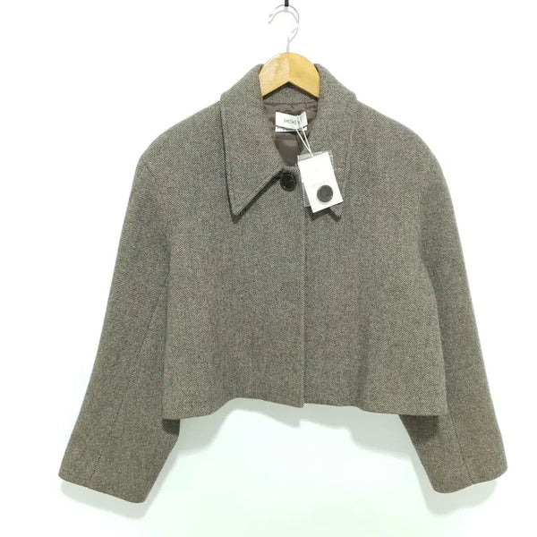 [BUNJANG] Amomento Wide Crop Herringbone Coat Jacket / 아모멘토 와이드 크롭 헤링본 코트 자켓 0_W0644