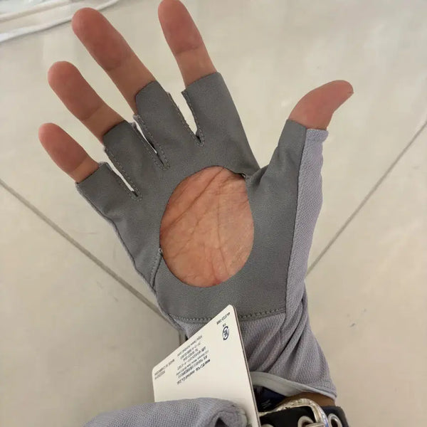[BUNJANG] Montbell Open-Palm Fingerless Gloves - Light Gray (Size M) / Montbell 몽벨 open-plam fingerless gloves
