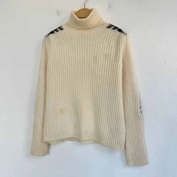 [BUNJANG] Burberry Nova Check Patch Turtleneck Knit M / 버버리 노바체크 패치 터틀넥 니트
