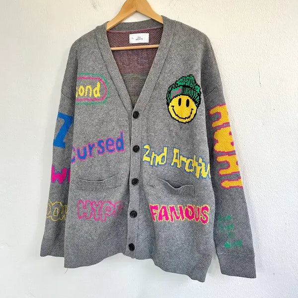 [BUNJANG] Second Archive Smile Jacquard Cardigan / 세컨아카이브 비니 스마일 자가드 가디건