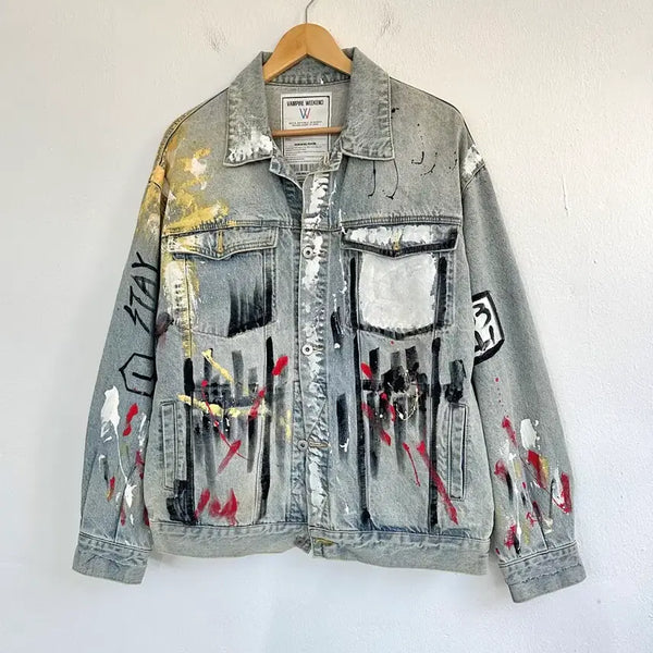 [BUNJANG] Vampire Weekend Painting Denim Jacket / 뱀파이어 위켄드 페인팅 데님자켓