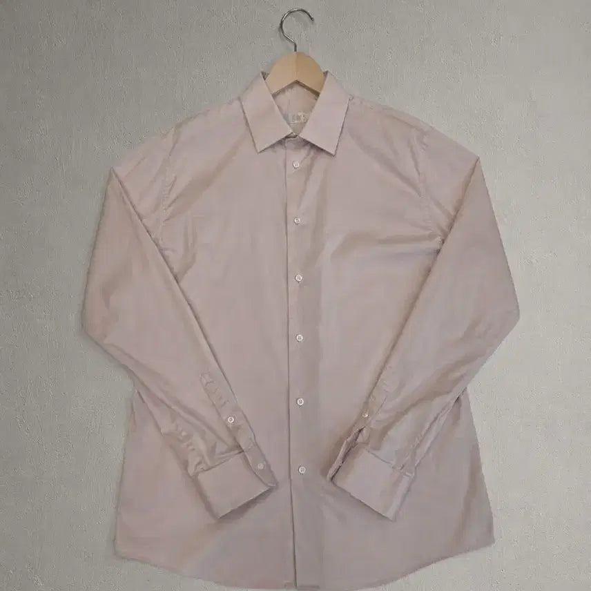 [BUNJANG] Time Homme Solid Long Sleeve Shirt Light Pink / 타임옴므 솔리드 긴팔 셔츠 라이트핑크 42-86