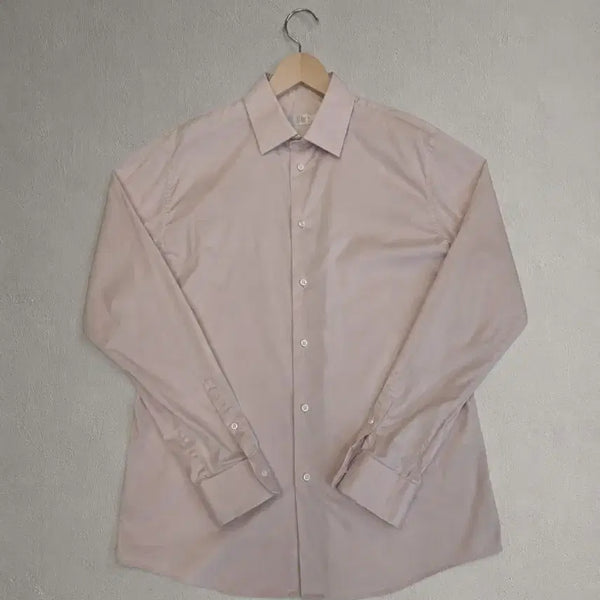 [BUNJANG] Time Homme Solid Long Sleeve Shirt Light Pink / 타임옴므 솔리드 긴팔 셔츠 라이트핑크 42-86