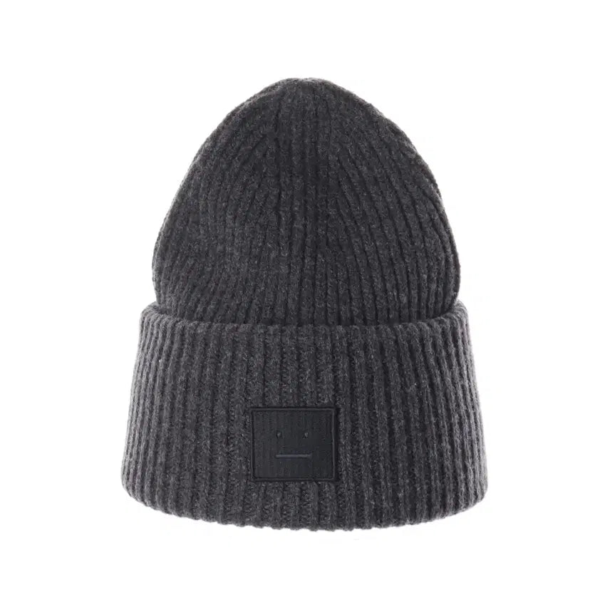 [BUNJANG] Acne Studios Face Patch Ribbed Wool Knit Beanie Grey / 아크네스튜디오 페이스 패치 골지 울 니트 비니 그레이