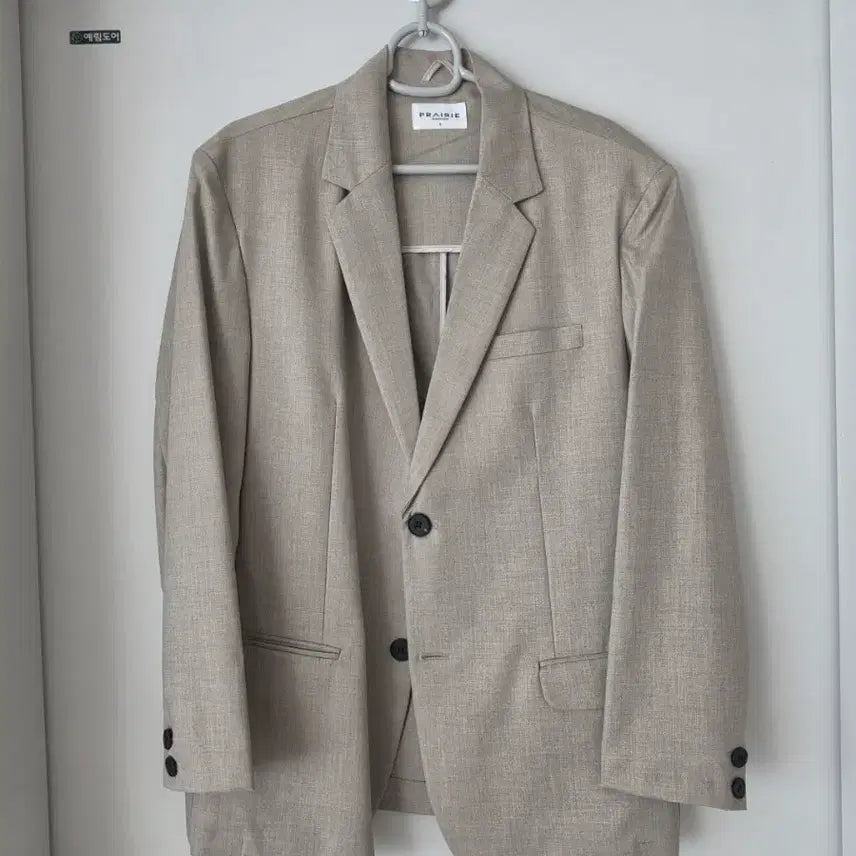 [BUNJANG] Like Linen Oversized Blazer Setup (Oatmeal) / 라이크 린넨 오버핏 블레이저 셋업(오트밀)
