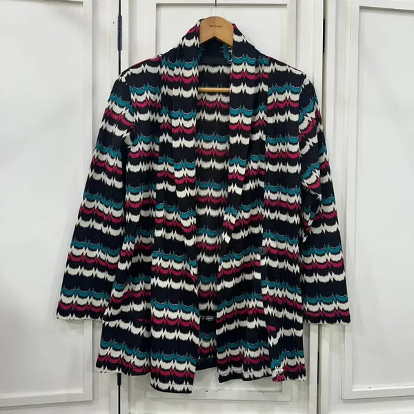 [BUNJANG] Geometric Wave Pattern Open Knit Cardigan Jacket / 웨이브 기하학 패턴 오픈 가디건 재킷