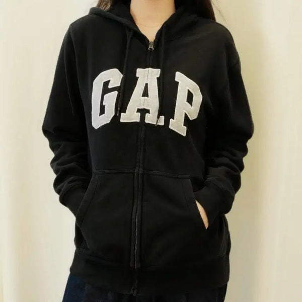 [BUNJANG] GAP Arch Logo Hooded Zip-Up Black / GAP 갭 아치 로고 후드 집업 블랙