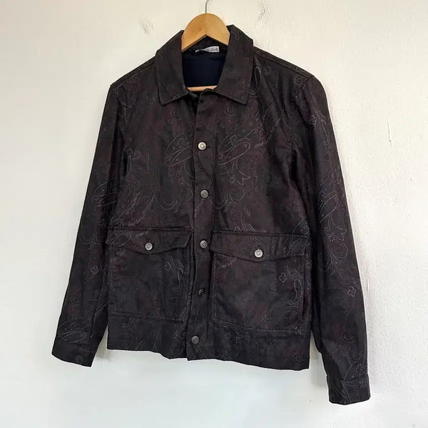 [BUNJANG] Zara Paisley Coated Denim Jacket / 자라 페이즐리 코팅 데님자켓
