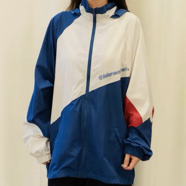 [BUNJANG] Thisisneverthat Color Block Hooded Windbreaker Jacket Blue / 디스이즈네버댓 컬러블록 후드 바람막이 재킷 블루
